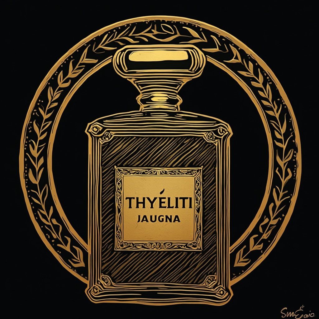 AI generated image by FLUX-Realism-Lora: logo estilo urbano de new york con referentes de perfumes y mezclando la cultura arabe elegante y grafitis un estilo "street rules" urbano los colores morado y dorado sean los principales