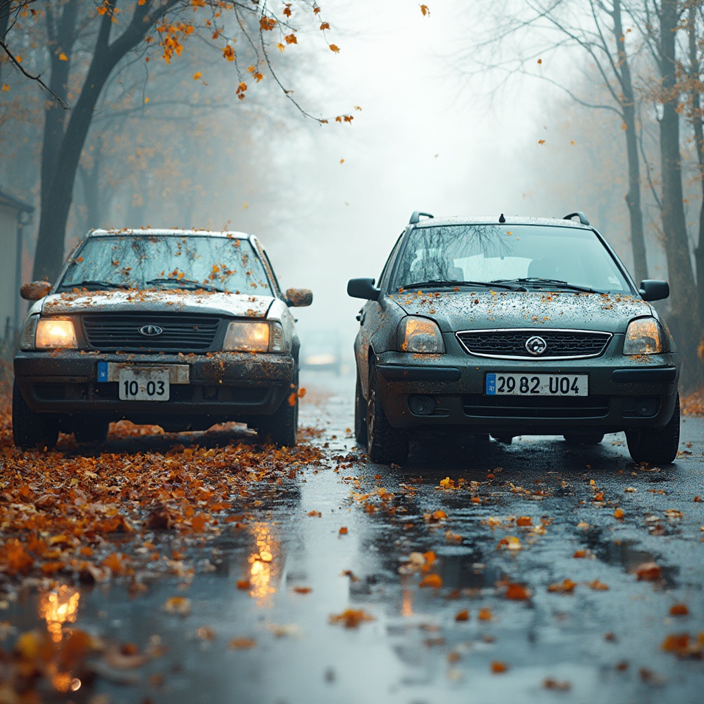 AI generated image by FLUX-Realism-Lora: create an informative image stating that 10-03 and 10-04 is closed for holidays with two crashed cars in the background