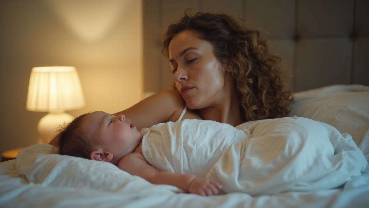 AI generated image by FLUX-Realism-Lora: WOMAN CHANGING THE ROOM TEMPERATURE AT 75 DEGREES AND A BABY SLEEPING AT BACKGROUND