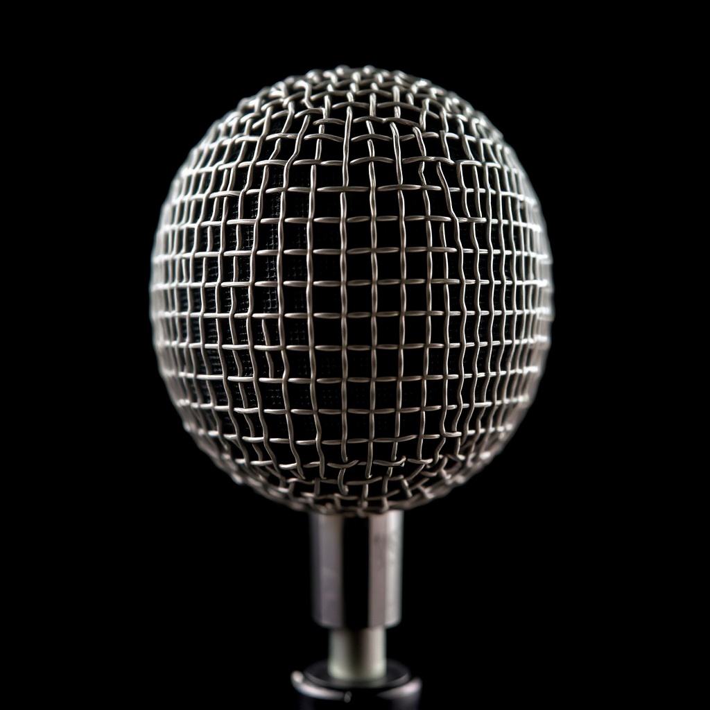 AI generated image by FLUX.1-schnell: a round mic with black background