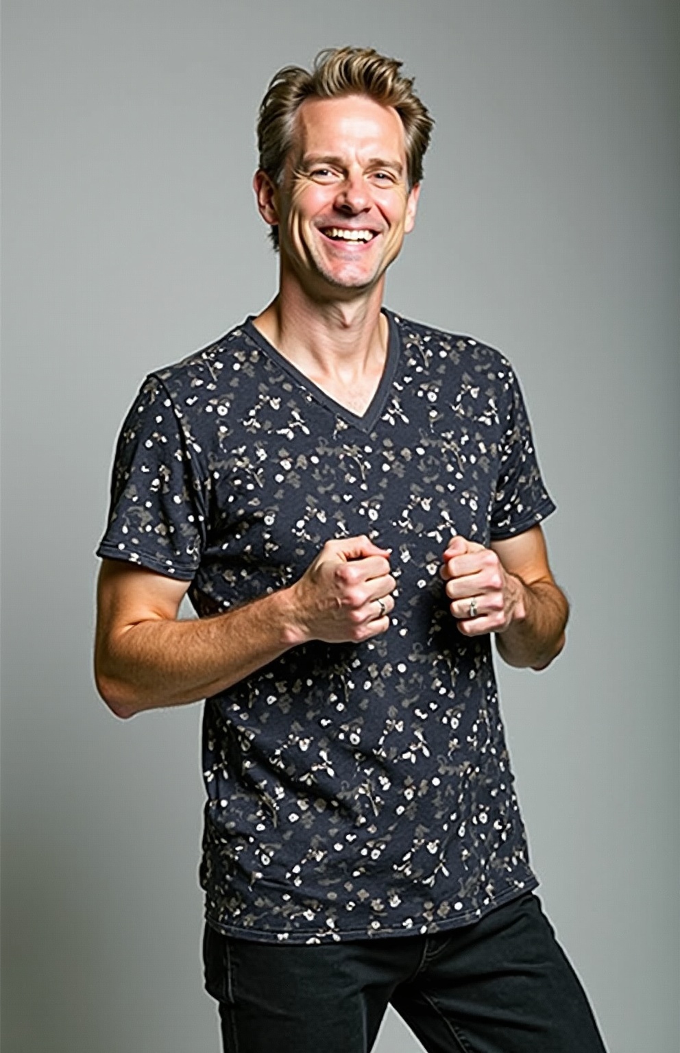 AI generated image by FLUX.1-image-to-image: make this person as speaker guest at TED show