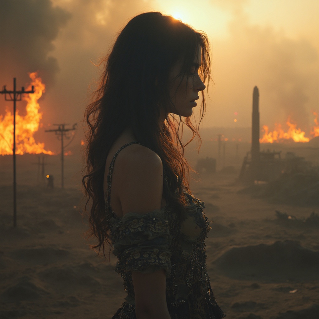 AI generated image by FLUX-Realism-Lora: A beautiful woman in apocalypse