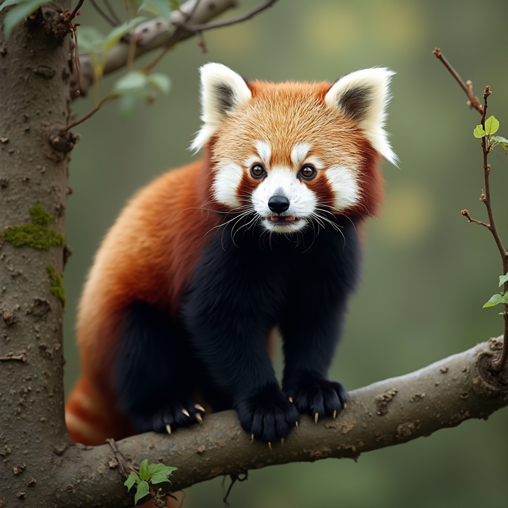 AI generated image by FLUX-Realism-Lora: Red panda in tree