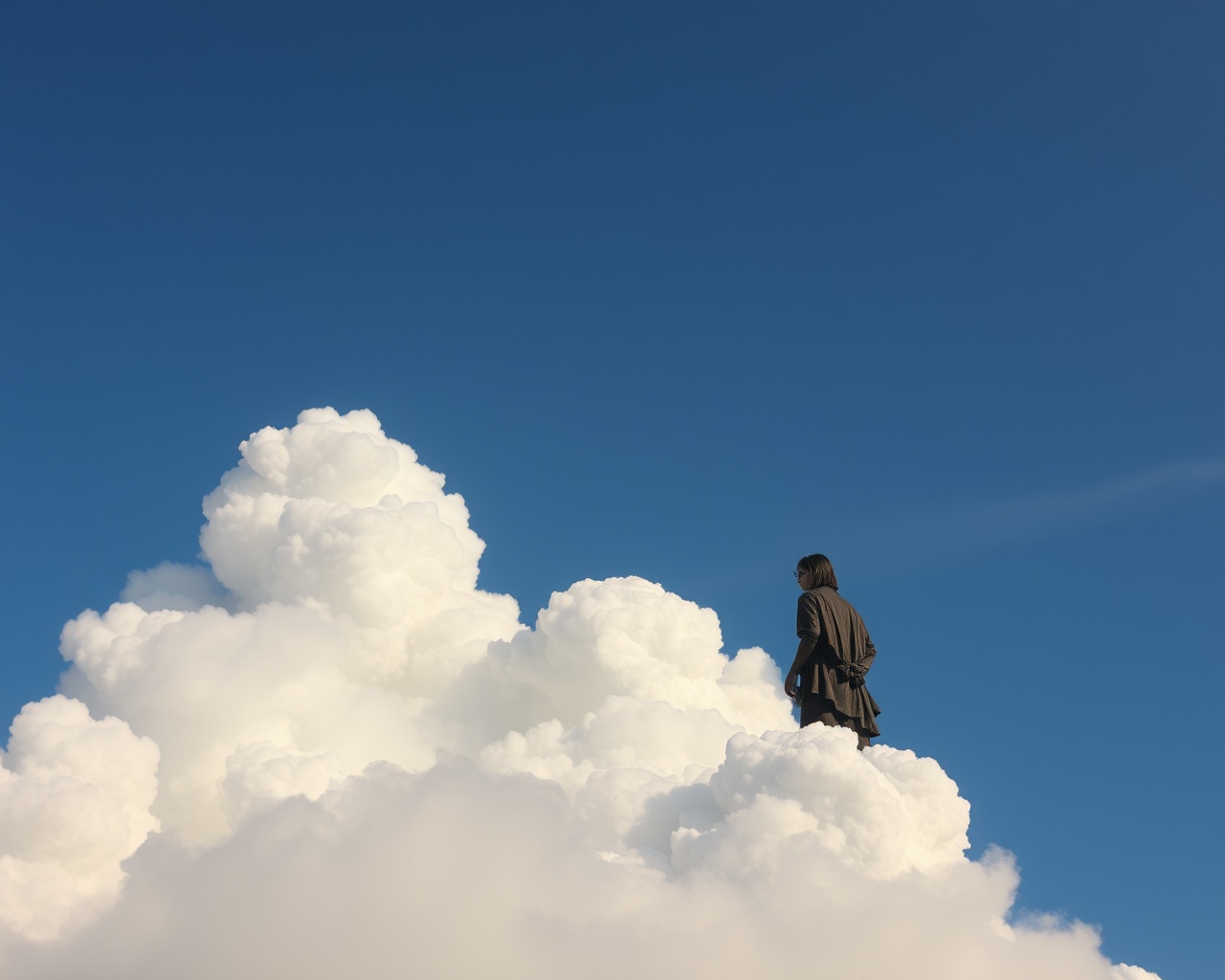 AI generated image by FLUX.1-schnell: creame la imagen de un hombre soñador, siempre con la cabeza en las nubes, imaginando dragones y mundos fantásticos. una mujer, era práctica y decidida, siempre con un mapa en la mano (aunque fuera un dibujo suyo) y una idea clara de a dónde ir.