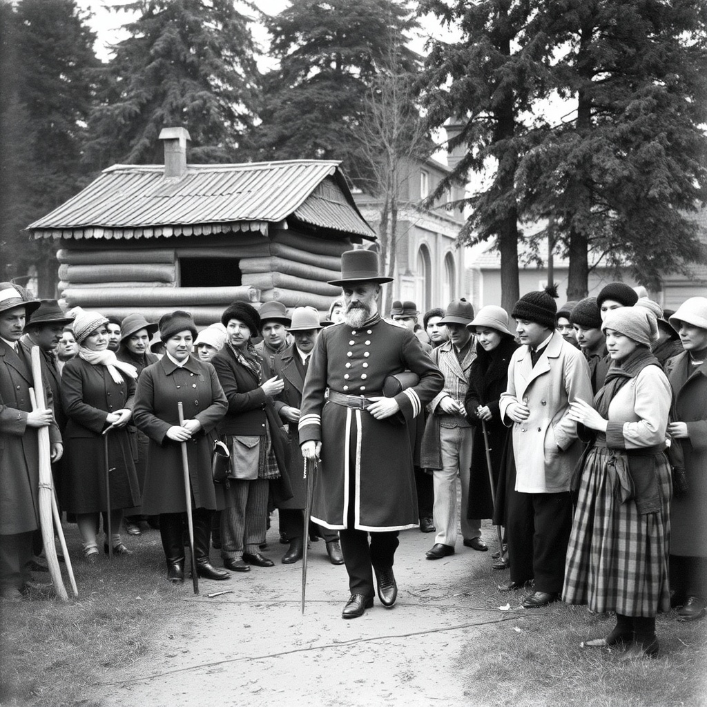 AI generated image by FLUX.1-schnell: Czar Nicholas II and Russian peasants in early 20th century