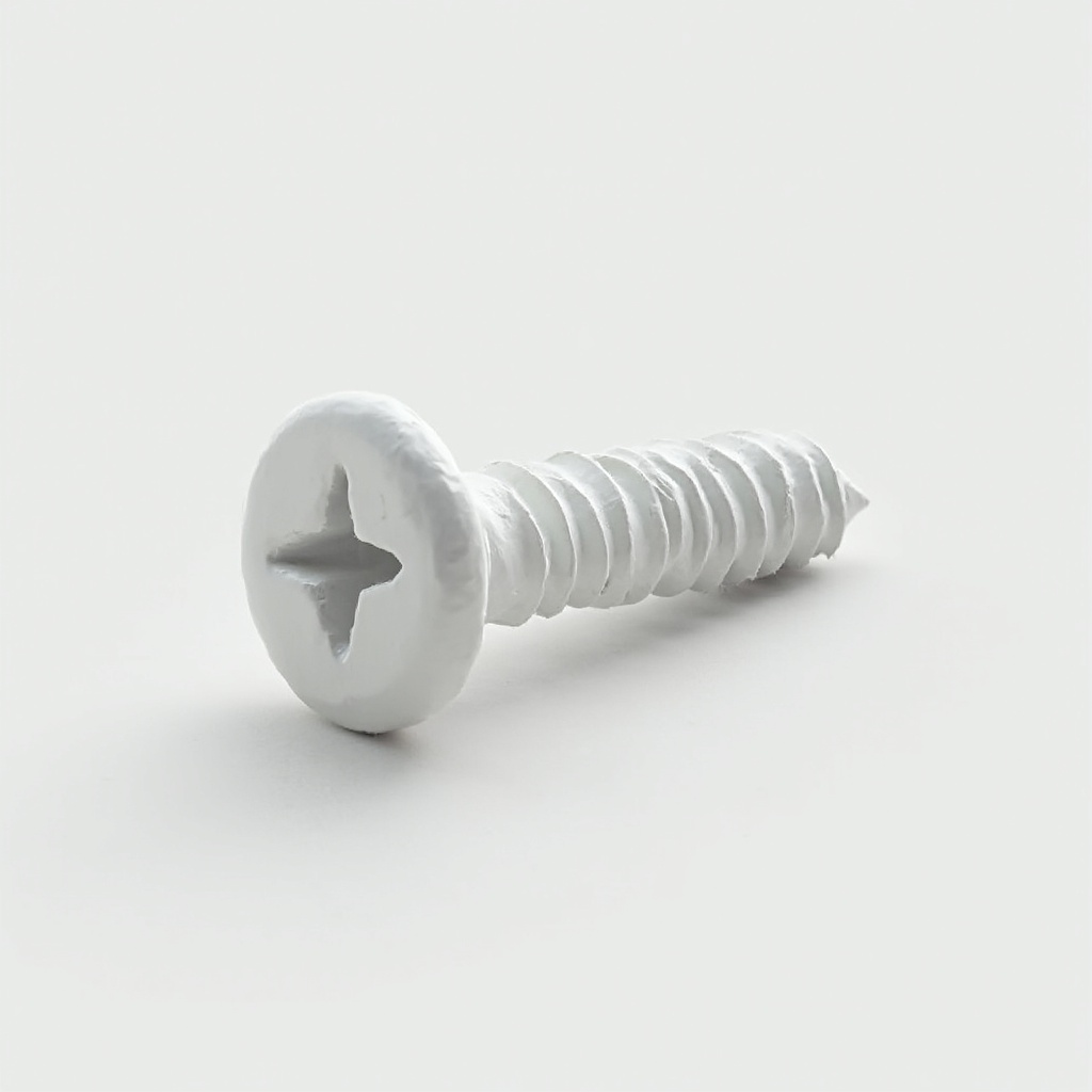 AI generated image by FLUX-Realism-Lora: I need an image that corresponds to a screw painted completely white, it must not be metallised.