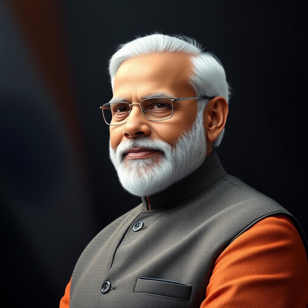 AI generated image by FLUX.1-schnell: Create an image of the Indian PM , Modi . Should look realistic 