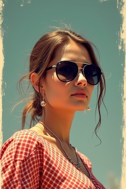 AI generated image by FLUX.1-image-to-image: make a movie poster keeping the background as black. "Urfi ma'am" text should be written upon that keep the girl in between and make her look like an actress with a black sunglasses on her face.
