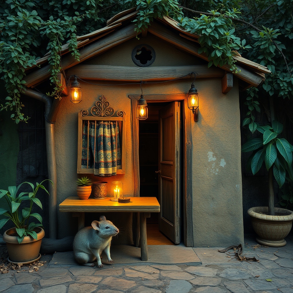 AI generated image by FLUX.1-schnell: una rata esta en una casa y un señor