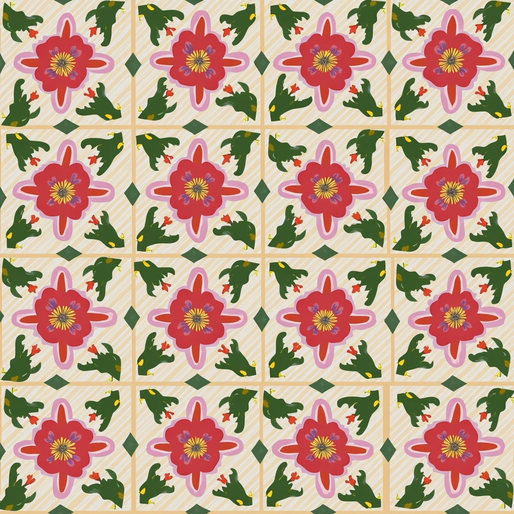 AI generated image by FLUX.1-pro: a repeating pattern to be used in adobe illustrator. images of flowers