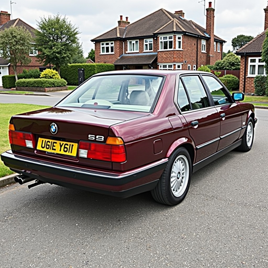 AI generated image by FLUX.1: 1988 BMW 535I  [E34] UK SPEC MAROON COLOR
