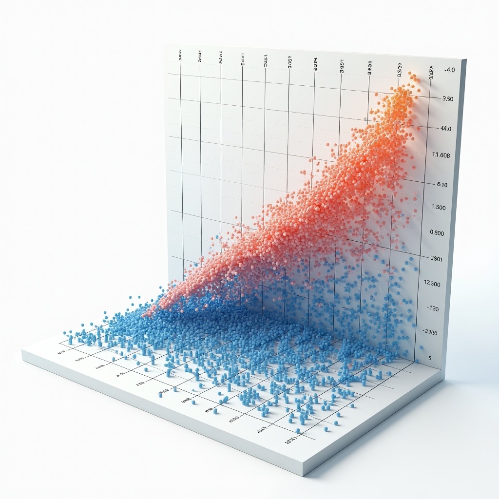 AI generated image by FLUX.1: A 3d igital mage of a software interface that displays labor categories as a data point matrix intended to display those categories growth or reduction over time.