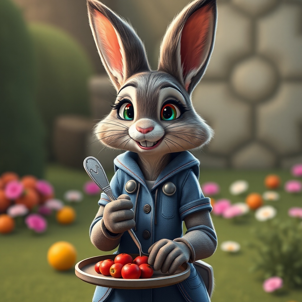 AI generated image by FLUX.1-schnell: Serving trimester Judy Hopps