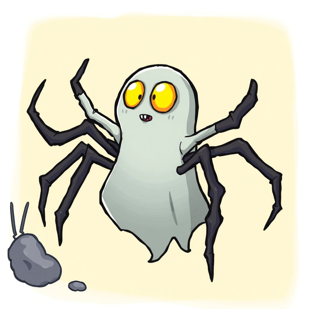 AI generated image by FLUX.1-schnell: spider cartoon ghost