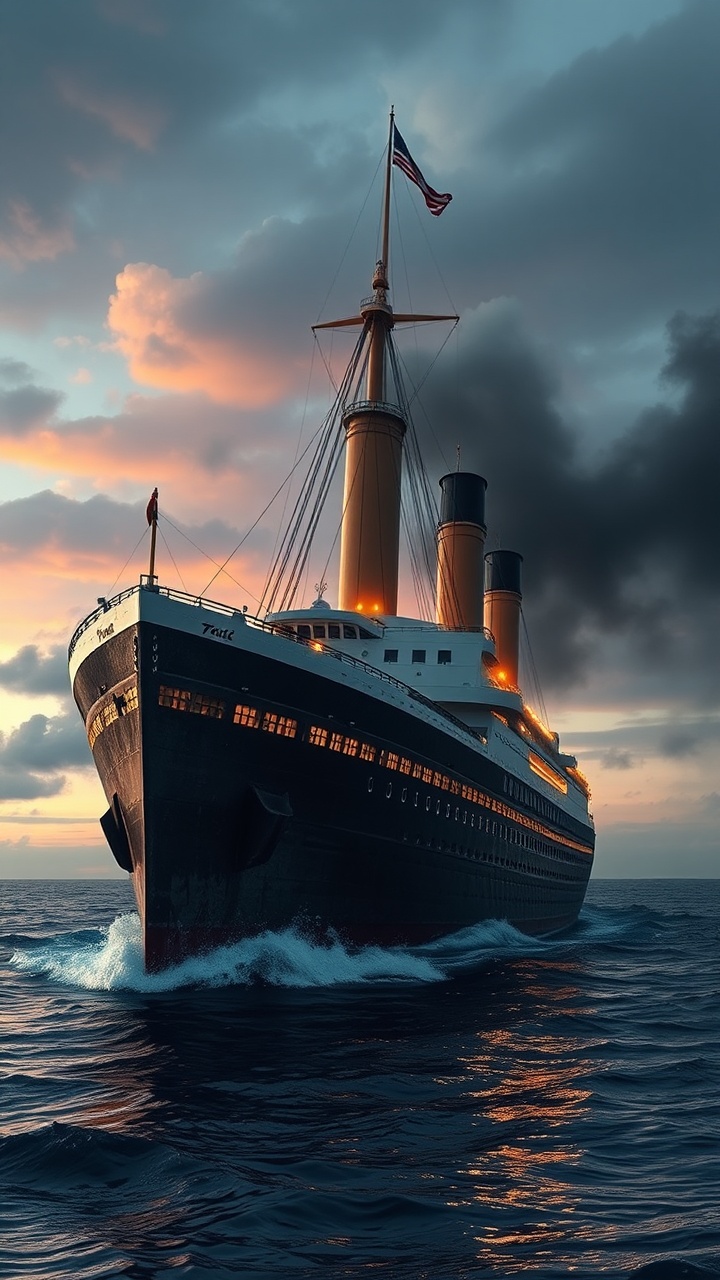 AI generated image by FLUX.1-schnell: titanic ship with more whale