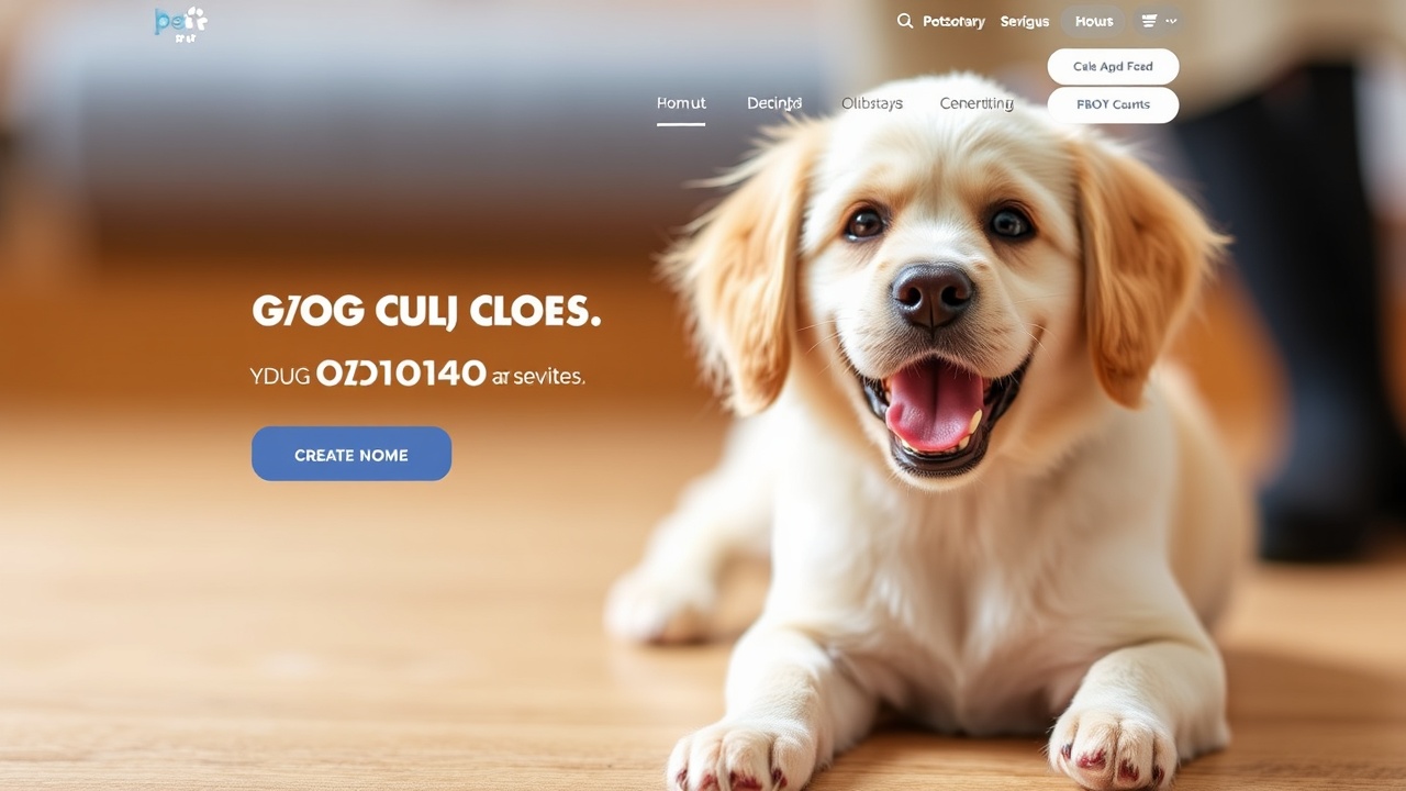 AI generated image by FLUX.1-schnell: create image for website banner brand name is pawlution show pet care in image