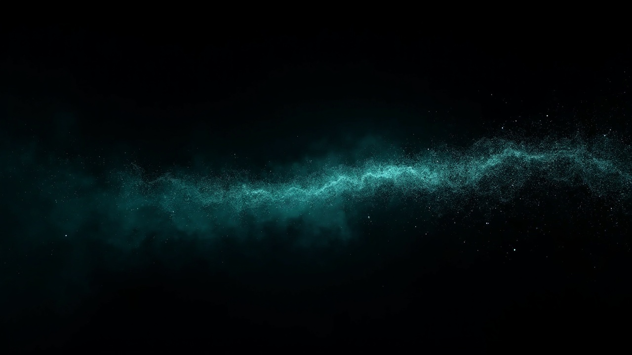 AI generated image by FLUX-Realism-Lora: a trail made from thousands of turquoise, complex math. it starts on the right side of the picture from a point and then grows larger and fades out towards the left side of the image. It floats in mid air. on a black background. like a png with black only background. it looks modern, realistic, sci-fy