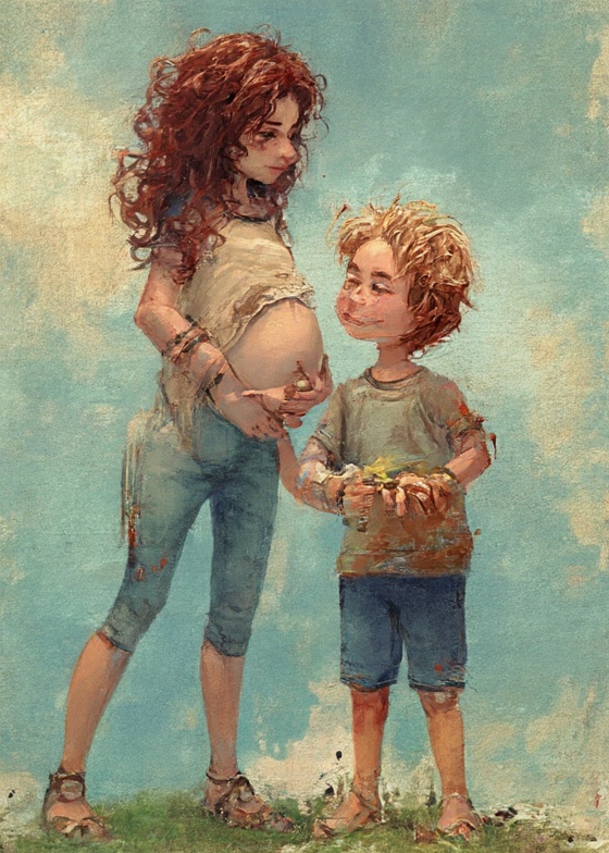 AI generated image by FLUX.1-image-to-image: Make her pregnant
