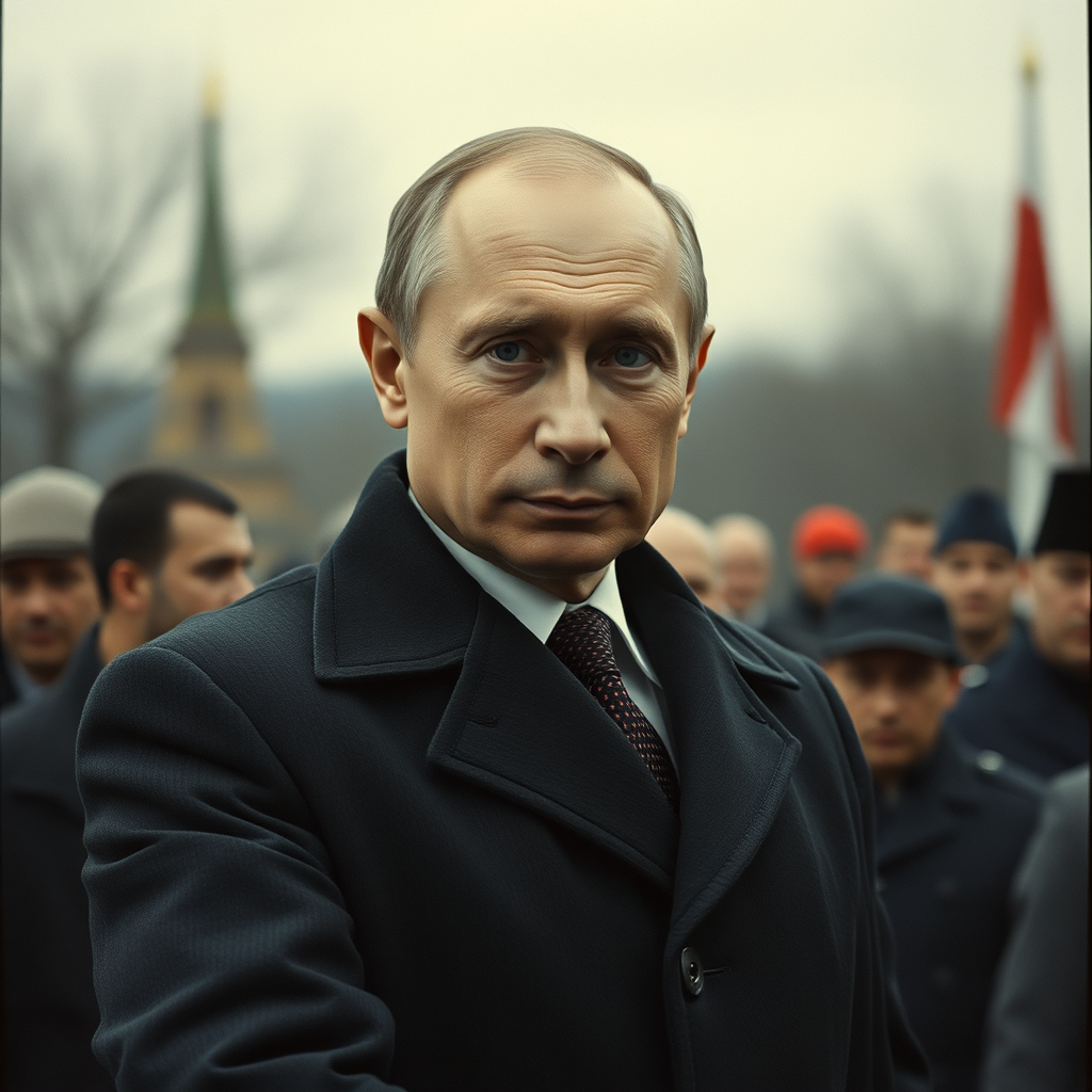 AI generated image by FLUX.1-schnell: putin en vicicleta
