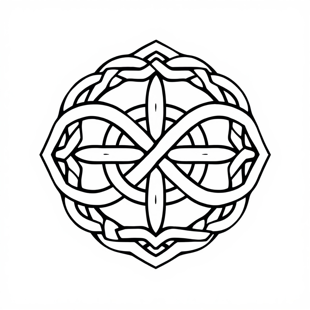 AI generated image by FLUX.1-schnell: A black and white simple Celtic knot that can be used as border the background needs to be white