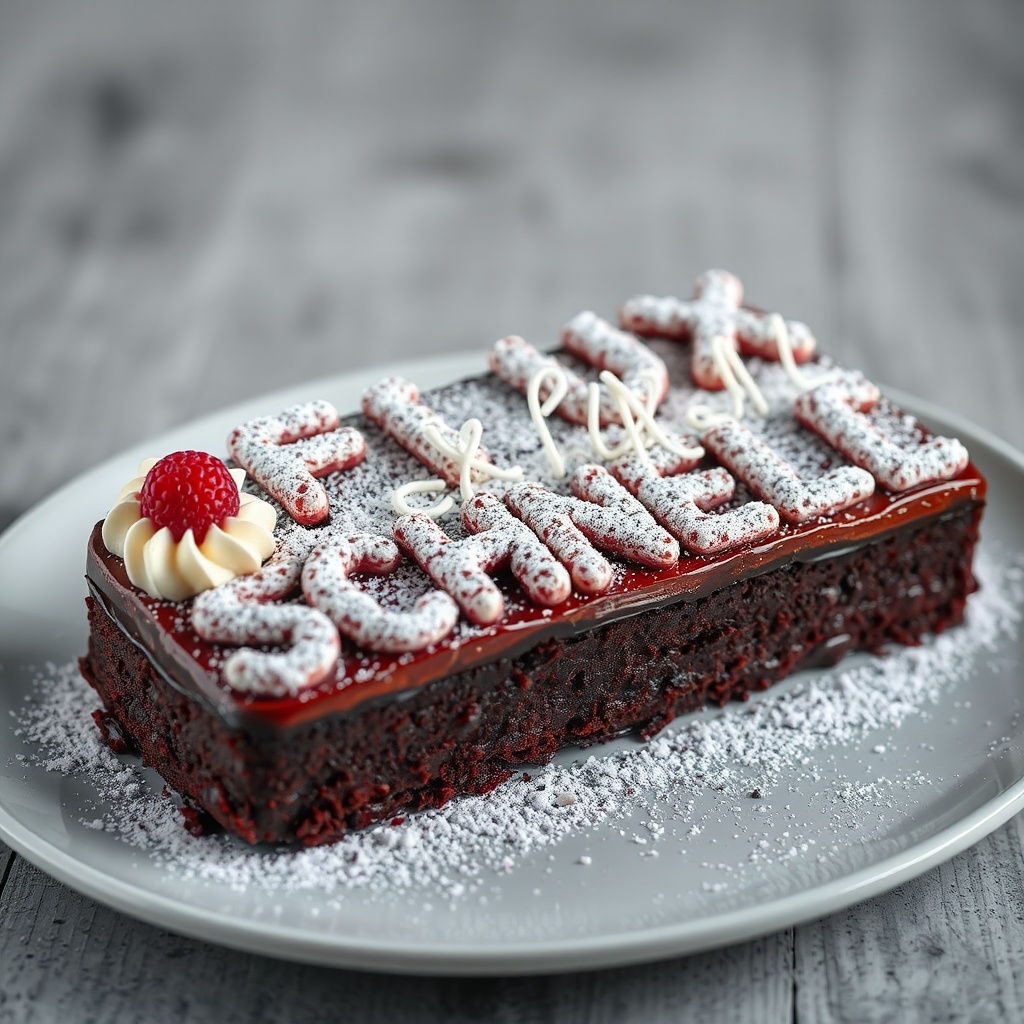 AI generated image by FLUX.1-schnell: black forest gateau cake spelling out the words "FLUX SCHNELL", tasty, food photography, dynamic shot