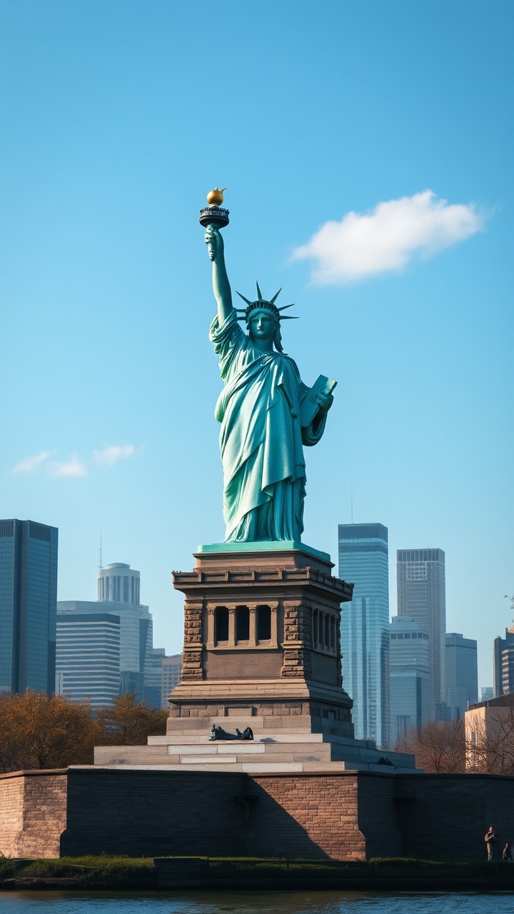 AI generated image by FLUX.1-schnell: A realistic photo of the Statue of Liberty

