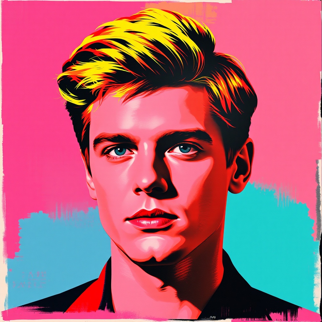 AI generated image by FLUX.1-schnell: Leonardo Di Caprio in the style of Andy Warhol