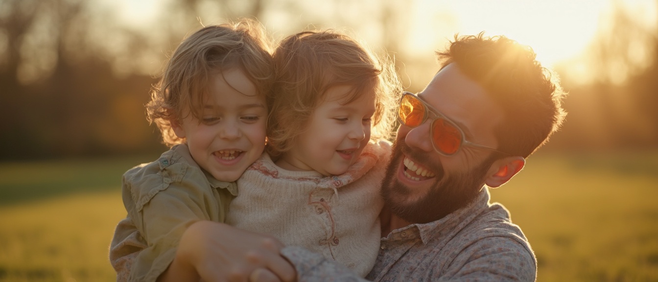 AI generated image by FLUX-Realism-Lora: A 25 years old man enjoying time with his kid in England 