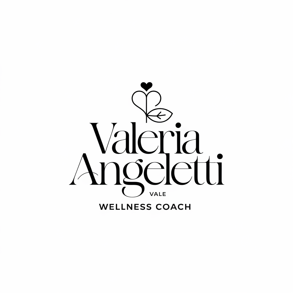 AI generated image by ideogram 2.0: logo che rappresenti una wellness coach di nome Valeria, il fondo dovrebbe essere bianco o trasparente, si può utilizzare anche il diminutivo Vale oppure il nome completo Valeria Angeletti.