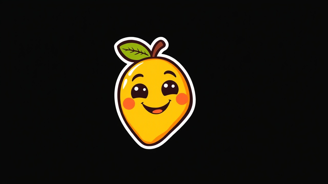 AI generated image by FLUX.1-schnell: vibrant and playful logo for youyube channel 'Mama Mango' featuring a friendly,cartoon-style mango character with big smile warm eyes
