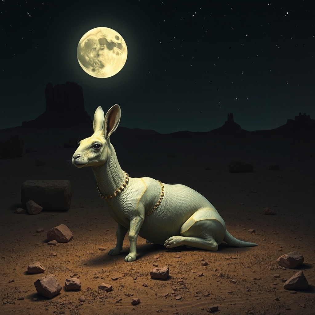 AI generated image by FLUX.1-schnell: UN CONEJO EN MARTE