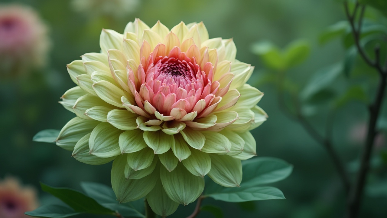 AI generated image by FLUX-Realism-Lora: a flower with green and pink petals
