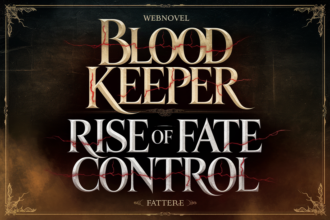 AI generated image by ideogram 2.0: "Blood Keeper" positioned above "Rise of Fate Control" in a bold, artistic layout. Only two lines. The word "Blood Keeper" on above. The words "Rise of Fate Control" under. The typography is gothic and powerful, with elegant yet sharp details. "Blood Keeper" has a majestic, almost divine glow, with slight golden or silver highlights, giving it a sense of elevation. "Rise of Fate Control" is darker, with deep crimson veins running through the letters, appearing almost like ancient writing carved in blood. The contrast between the two words symbolizes power and fate. The background is dark and atmospheric, textured like aged parchment or a stormy mist, enhancing the fantasy theme. The text is highly readable, balanced, and designed for a webnovel cover.