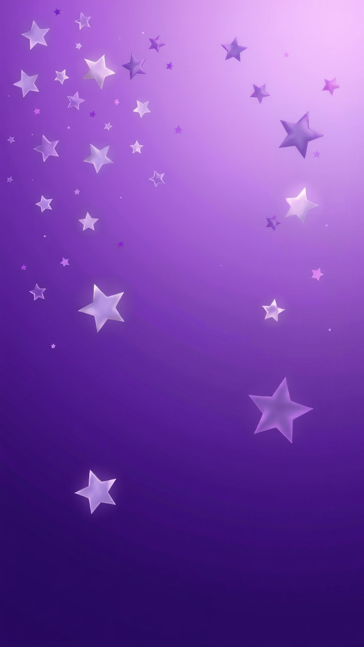 AI generated image by FLUX.1-schnell: Fondo con un degradado en tonos violetas, desde un lila suave hasta un morado profundo. Sobre el fondo, múltiples estrellas en diferentes tamaños y opacidades, que se distribuyan en la parte superior e inferior, EN EL CENTRO DE LA IMAGEN QUIERO 3 ESTRELLAS DE DIVERSOS TAMAÑOS EN 3D, en una paleta de colores violeta, lavanda y púrpura. Algunas estrellas brillan suavemente con un efecto resplandeciente, creando un ambiente mágico y festivo,  estrella que tenga bordes redondeados. Diseño limpio y elegante, ideal como base para una invitación digital de cumpleaños.