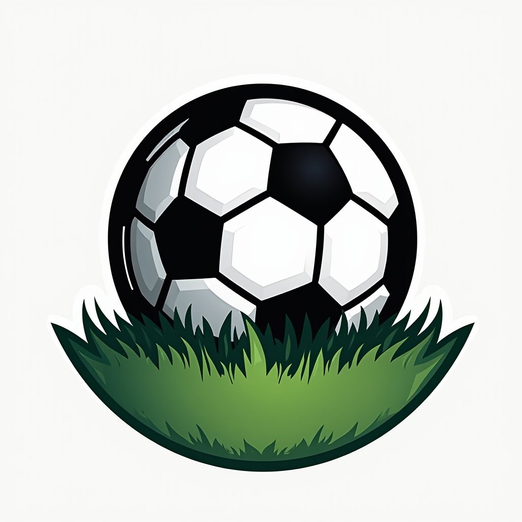 AI generated image by FLUX.1: The front of the stye3d logo from "The Ground Football club" in black and white, which is a soccer ball with an artificial turf soccer field as the background.