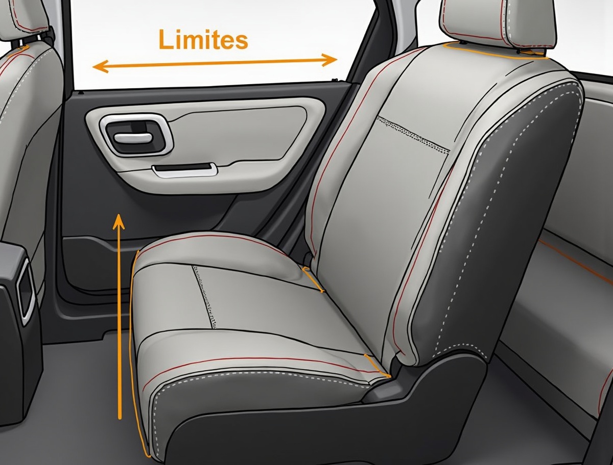 AI generated image by FLUX.1-image-to-image: Mejorar la calidad, y definición de esta imágen. Darle un estilo moderno, técnico y minimalista. La imágen se compone de la ventanilla lateral del asiento de detrás de un coche, de la puerta del pasajero del asiento de detrás, con dos herramientas de medir, dos cintas métricas, uno vertical y otro horizontal, indicando los límites de dónde los clientes deben medir la ventanilla del pasajero de detrás de sus coches, incluyendo el marco de la ventana, para poder escoger la medida correcta de los parasoles para coche que van a comprar. Debe ser imagen hiperrealista y esquemática