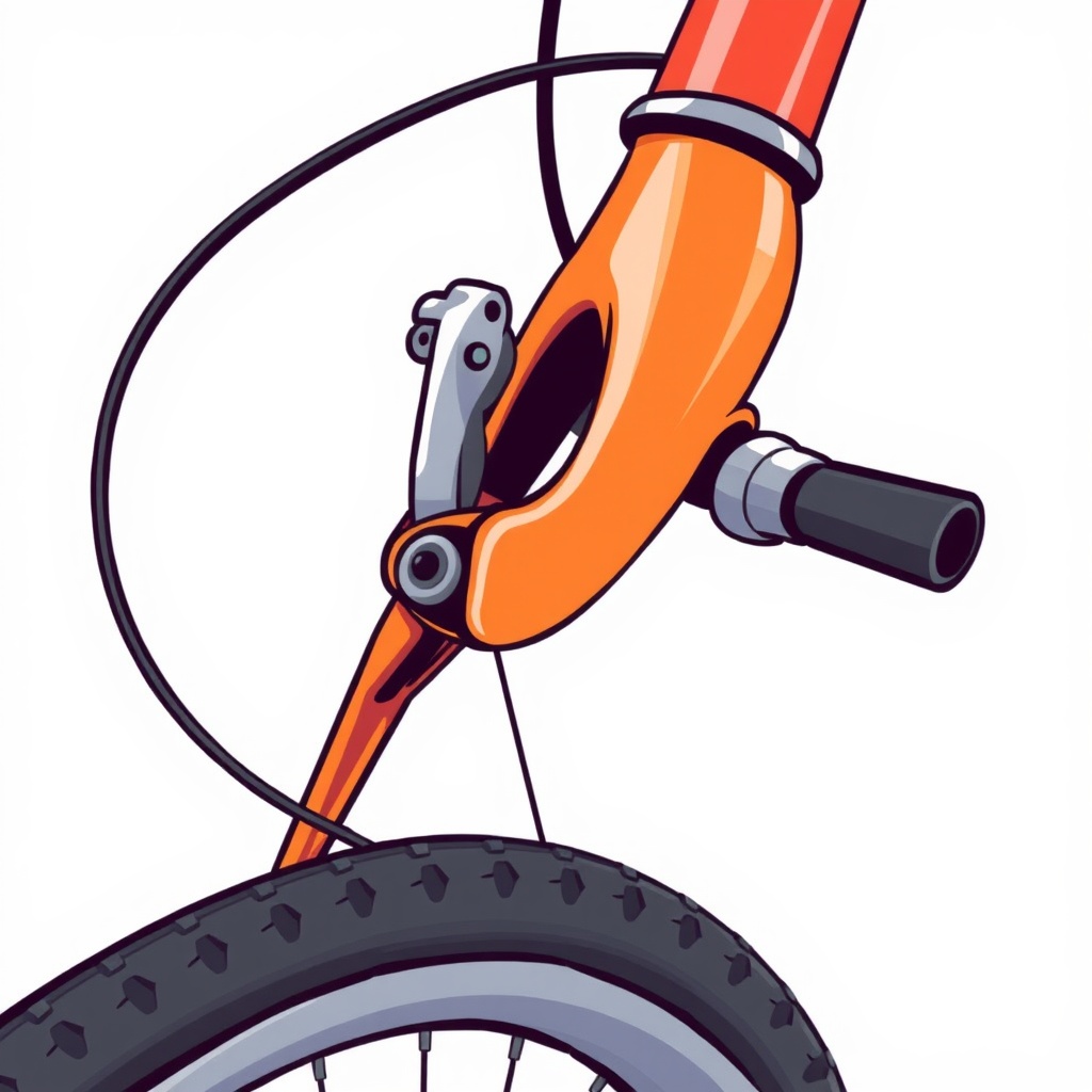 AI generated image by FLUX.1-schnell: Detail: The bicycle brakes v brake is cartoon vector, JUST the bicycle brakes v brake. the background is completely white