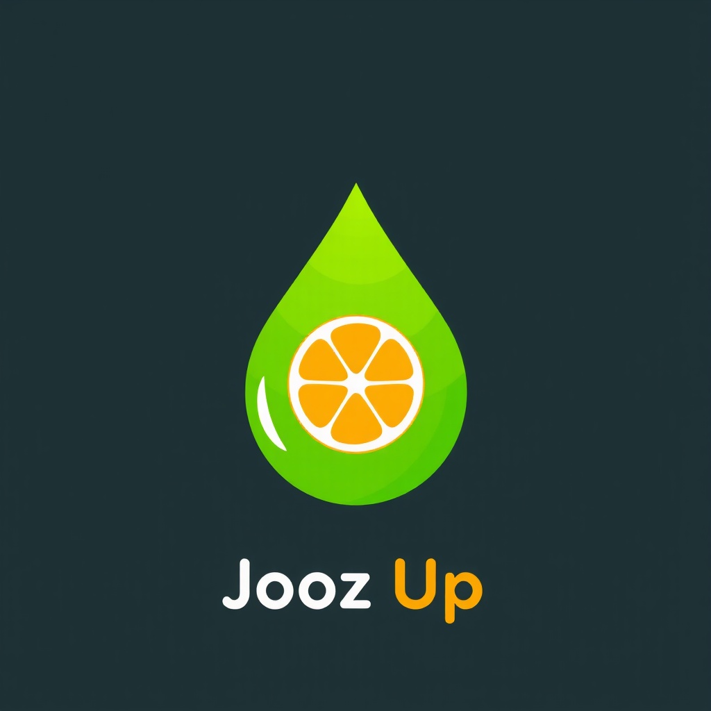 AI generated image by FLUX.1-schnell: A minimalist icon for "Jooz Up" featuring a lime-green droplet with an embedded orange slice inside. The droplet symbolizes freshness and natural ingredients. The icon is sleek, vibrant, and instantly recognizable. Perfect for mobile apps and social media, it captures the brand's essence: vitality, health, and taste. The orange and green colors ensure a strong visual identity