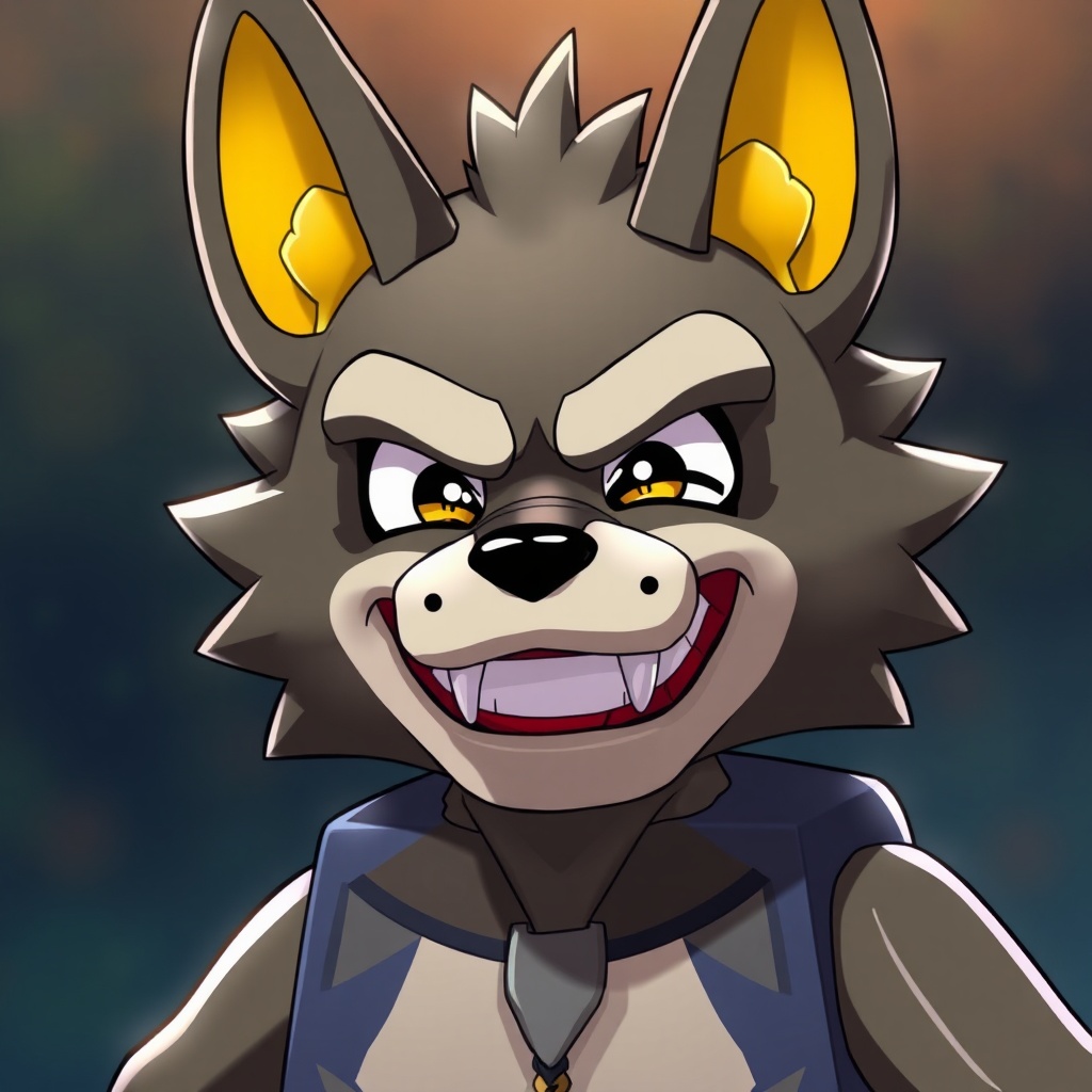 AI generated image by FLUX.1-schnell: Legosi from the anime Beastars smiling 