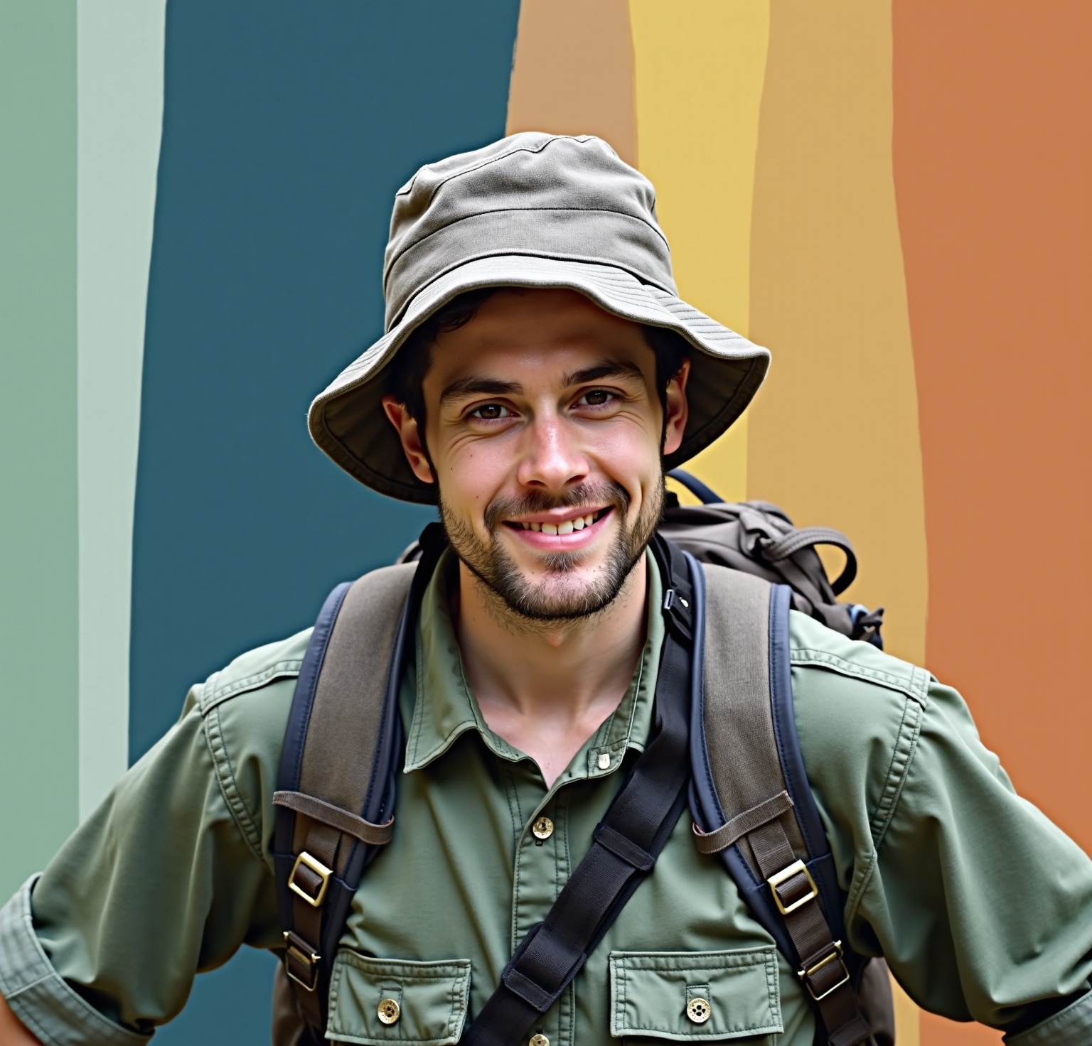 AI generated image by FLUX.1-image-to-image: as a jungle explorer wearing adventure equipment, background is jungle