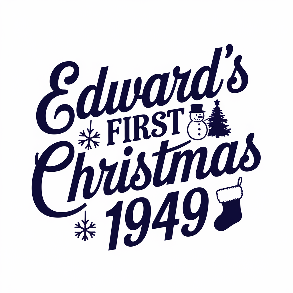 AI generated image by ideogram 2.0: edward's first christmas 1949 blue text design