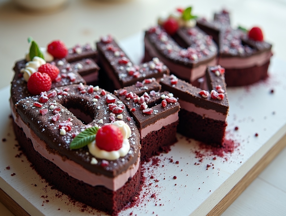 AI generated image by FLUX.1-image-to-image: black forest gateau cake spelling out the words "FLUX DEV", tasty, food photography, dynamic shot