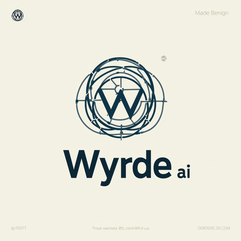 AI generated image by FLUX.1-pro: Generate 8 crisp, horizontal SVG logo variants for the brand “Wyrde ai”.

Layout requirements
• Create a LEFT-ALIGNED ICON + RIGHT-ALIGNED WORDMARK lock-up.  
• Keep total width ≈ 2.5–3× the icon’s width so the mark feels balanced, like “teaims” or “fundlo”.  
• Vertically center icon and text on the same baseline; no stacking.

Mandatory icon elements
• Core shape: a minimal, geometric “W” derived from the Web-of-Wyrd rune.  
• Neural-network motif: 5–9 circular nodes linked by straight or gently curved edges that weave through or overlay the rune.

Wordmark
• Text: “Wyrde ai” (exact case) in a rounded, modern, geometric sans (think Inter, Poppins, or the fonts in your reference).  
• Weight: medium-bold.  
• Colour: solid charcoal #15191C. No gradients on the text.  
• Kerning: relaxed—leave breathing space like “Kaypee” and “fundlo”.

Philosophical themes – create TWO variants per theme (8 total)
1. **Perthro-Ouroboros** — W-rune inside a single-stroke snake circle (chance, fate, eternity).  
2. **Web of Wyrd + woven torus** — lattice wrapped in a spirograph-style loop (destiny weave).  
3. **Golden-ratio spiral** — minimalist coil (no snake) around the lattice (self-similar growth).  
4. **Lorenz attractor loop** — chaos-theory butterfly framing the lattice inside an open circle.

Stylistic guidelines
• Overall vibe: sleek, tech-forward, Scandinavian minimalism.  
• Stroke weight (icon): 1.5 px – 3 px.  
• Geometry: keep the rune lines at 45°/90°; use smooth curves only for spiral/torus/snake/attractor.  
• Icon colour: single-stroke gradient **cyan #18D7FF → violet #9F3BFF** (match reference vibe).  
• Node circles: filled with the start or end colour of the gradient; try alternating filled vs. stroked nodes on one variant per theme.  
• Background: white (#FFFFFF). Plenty of whitespace around the lock-up; no bounding boxes or drop shadows.

Variant-specific notes
• **Perthro-Ouroboros:** make at least one version where the snake’s head subtly overlaps its tail.  
• **Woven torus:** do one variant where the lattice threads over-under the torus.  
• **Golden-ratio:** tighten the outermost arc in one version so it nearly kisses the text baseline.  
• **Lorenz:** break the attractor loop at the lowest point in one variant to suggest “open flow”.

Export specs
• Export each logo as an individual **SVG** file on a 1024 × 1024 px artboard with transparent background.  
• Group icon and wordmark so they’re easily separable in vector software.  
• Name files: `wyrdeai_[theme]_[v1-v8].svg`.
