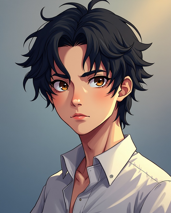 AI generated image by FLUX.1-image-to-image: Agent "MoonHype" is a 21-year-old male VALORANT agent with wavy black hair and brown eyes. Known as the Moon God, he possesses extraordinary abilities including the 'Dimensional Eye' to perceive other dimensions, the 'Chrono-Clock' to manipulate and traverse time, the 'Interdimensional Gateway' to travel between realities, and the power of 'Creator Cloning'.