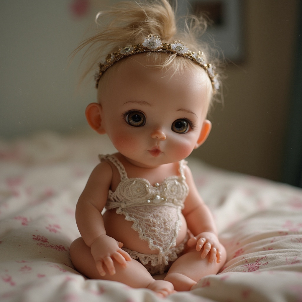 AI generated image by FLUX-Realism-Lora: la imagen de una chica de cuerpo entero hiper realista usando un baby doll trasparente