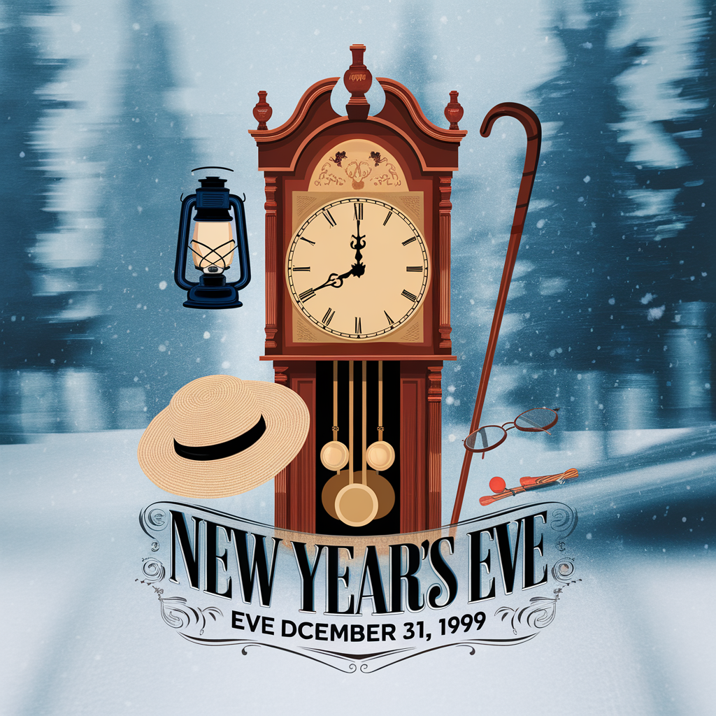 AI generated image by ideogram 2.0: new year's eve december 31, 1999 blue text design