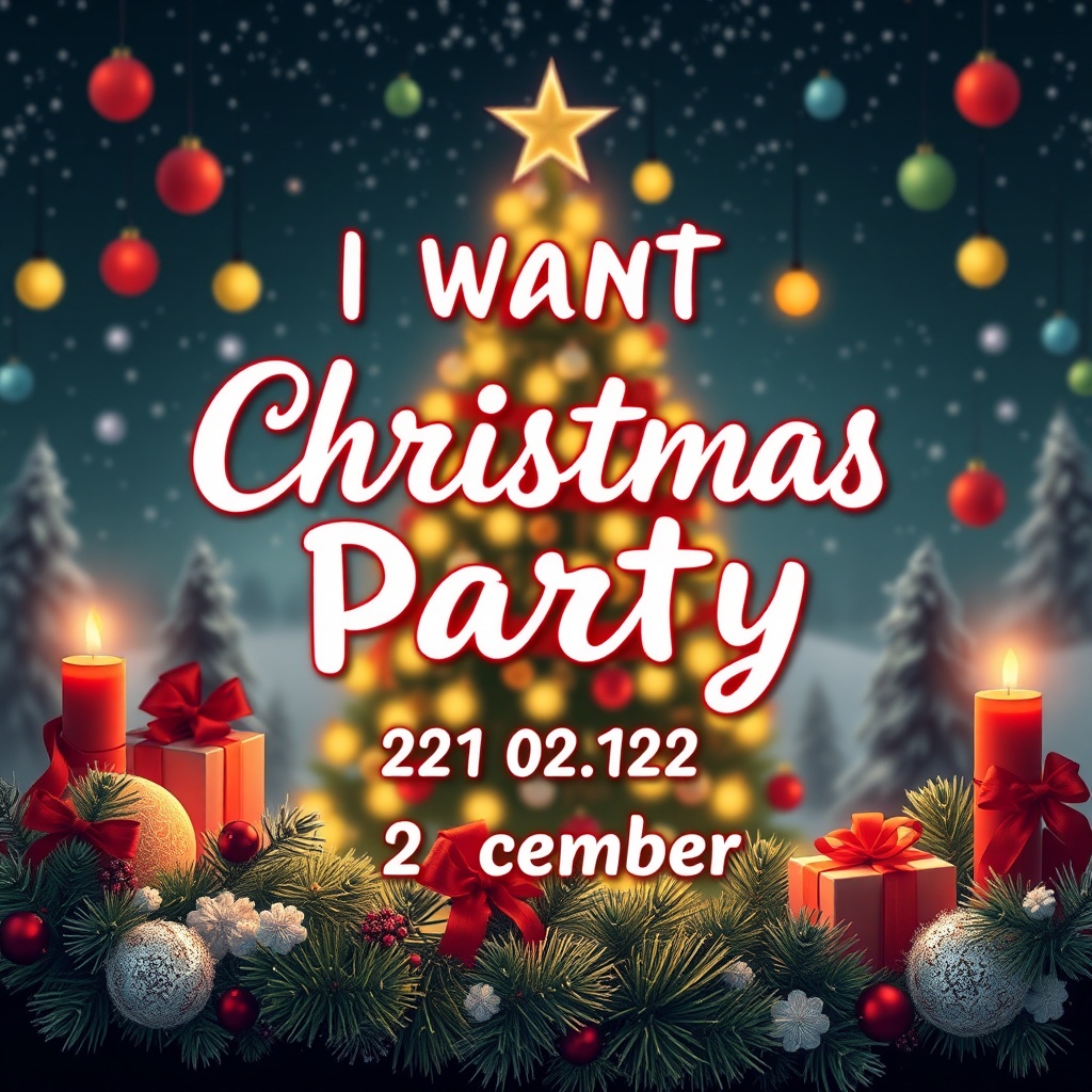AI generated image by FLUX.1-schnell: I want party banner Christmas party Put date 22 december