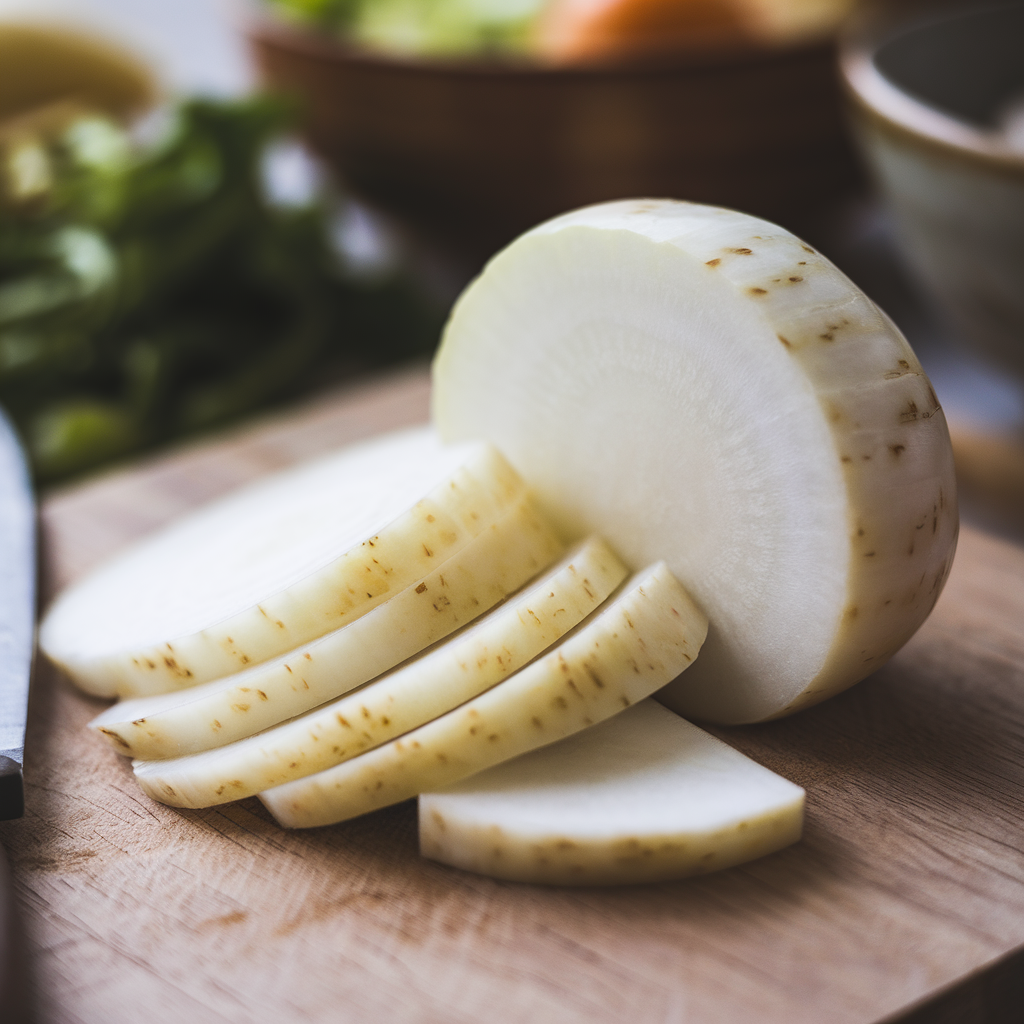 AI generated image by ideogram 2.0: Image of chopped white radish