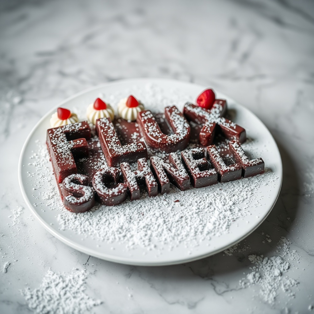 AI generated image by FLUX.1-schnell: black forest gateau cake spelling out the words "FLUX SCHNELL", tasty, food photography, dynamic shot