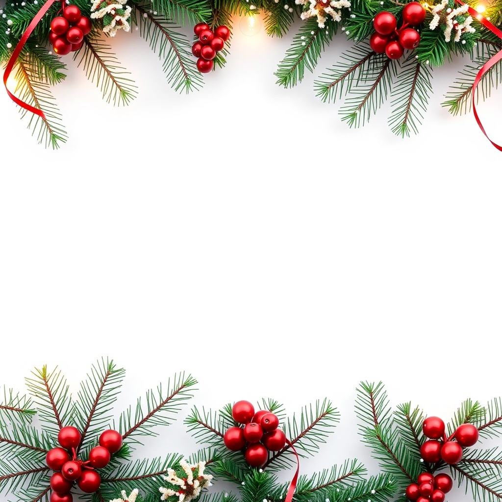 AI generated image by FLUX.1-schnell: Crea un imagen para un post de Instagram cuadrado con fondo blanco y sobrios adornos de navidad en el costo derecho